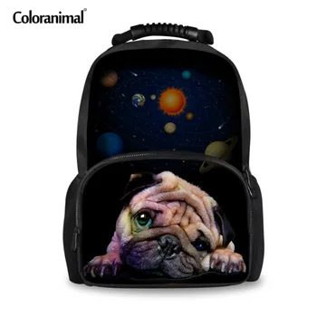

Coloranimal Cute Pet Pug Children Schoolbag Kawaii Universe Animal Cat Dog Pattern Felt Backpack for Teenager Girl Boy Satchel