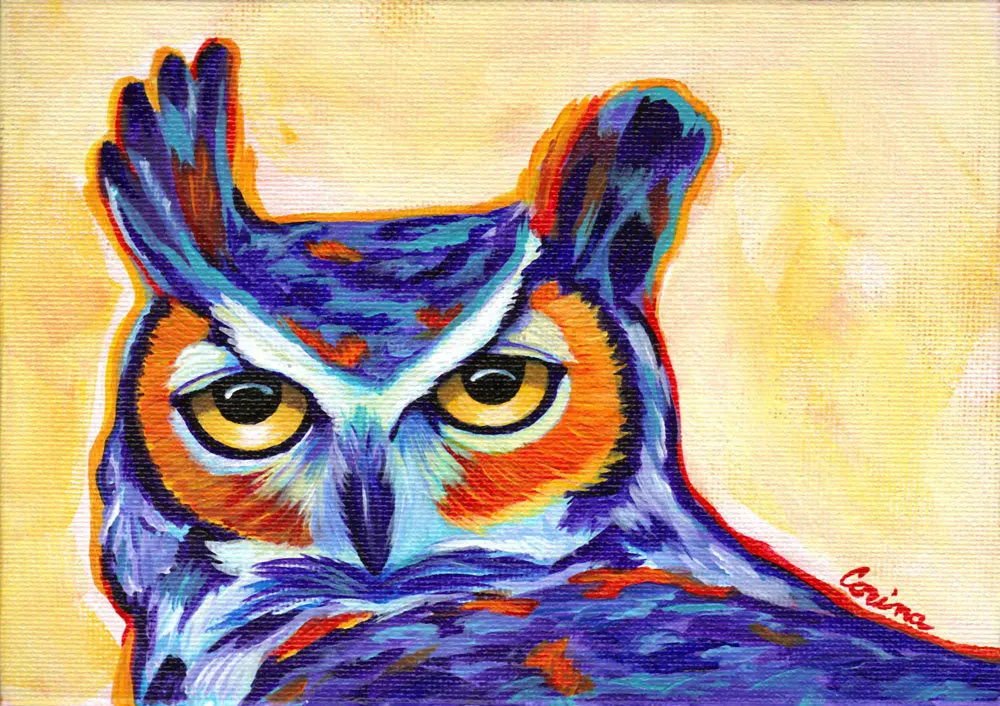 Image Framed diy digital Oil Painting On Canvas Living Room Home Decor Wall Painting by numbers great horned owl