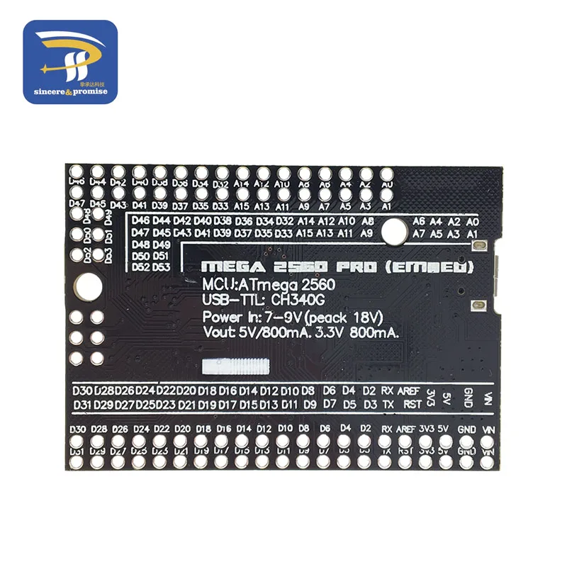 Тонкий электронный Мега 2560 PRO встроенный CH340G/ATMEGA2560-16AU чип с штекерами, совместимый для Arduino Mega2560 CH340