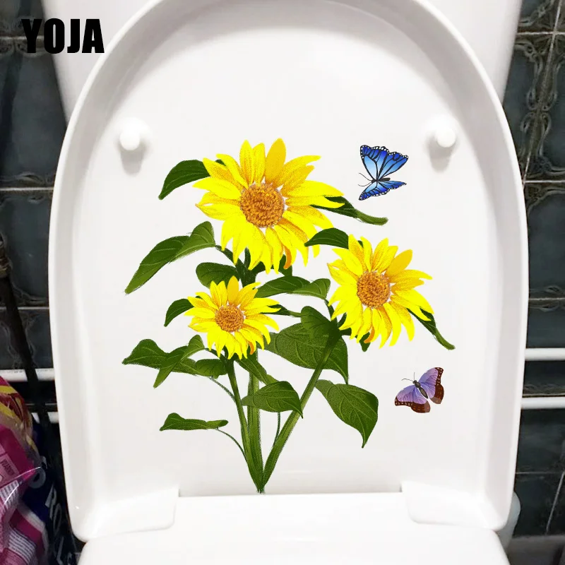 

YOJA 19.5X21.1CM Hand Drawn Sunflower Kids Bedroom Wall Sticker Home Bathroom Decor Toilet Seat Decals T1-2271