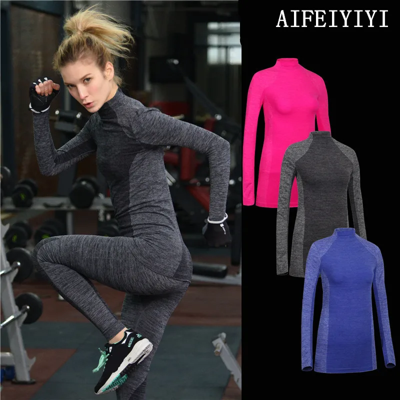

2019 Spring Women Fitness Quick Dry Thermal Underwear Body Shaperswear Compression Tops Anti-microbial Long Sleeve T-shirts