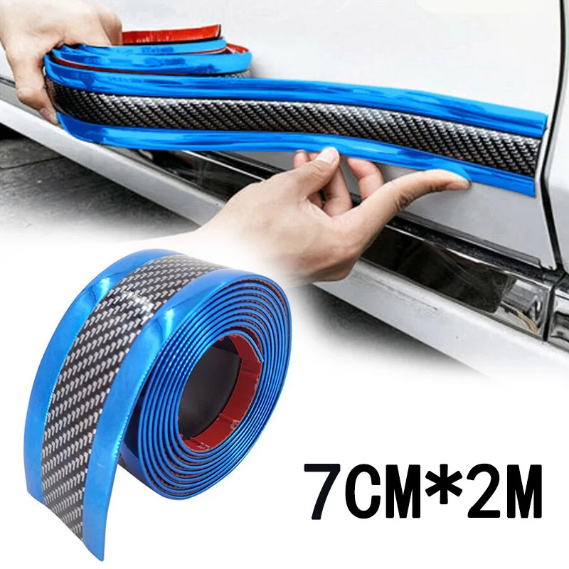 

Rear Front Exterior Sill Replacement Truck Car Anti-collision Strip Carbon Fiber Blue Side Protector Edge Door