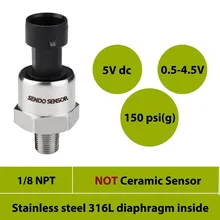 150psi g 10bar 1Mpa fuel pressure sensor 5VDC supply 0 5 4 5V output stainless steel