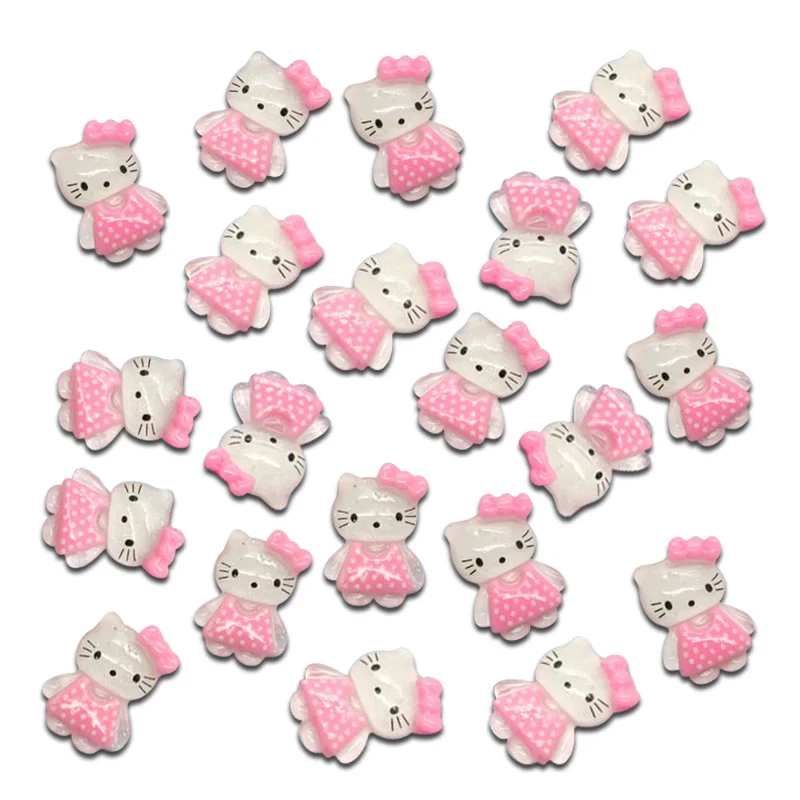 

50Pcs Pink Cats Resin Beads Decoration Crafts Flatback Cabochon Scrapbooking Fit Phone Embellishments Diy Accessories