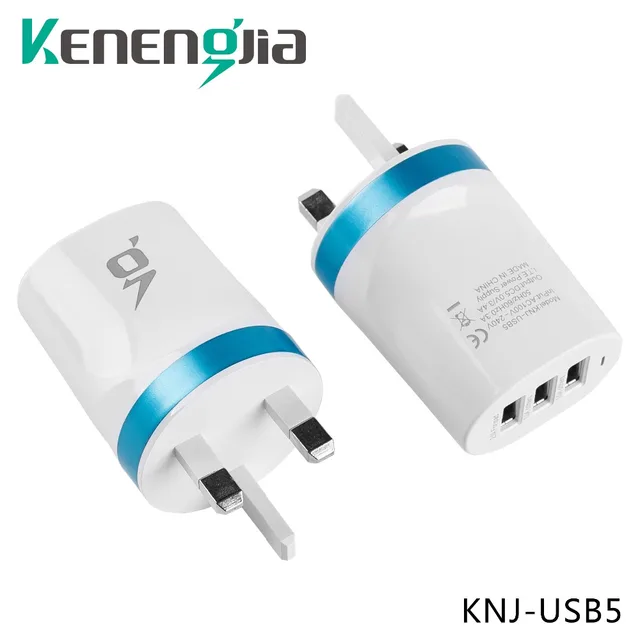 A Convenient Travel Companion: UK Plug 3 USB Port Triangle Wall Charger