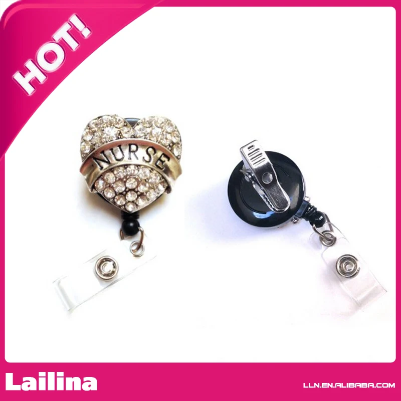 Sparkly Rhinestone Retractable Badge Reel/ ID Badge Holder / Brooch