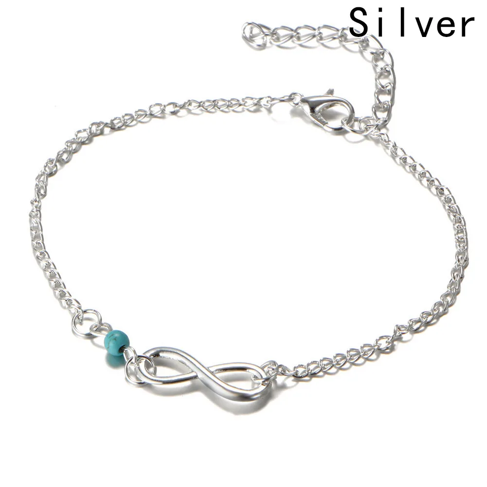 

New Fashion Women Charming Ankle Chic Silver Tone Simple Style Lucky Bead Infinity Foot Chain Ankle Bracelet Anklet
