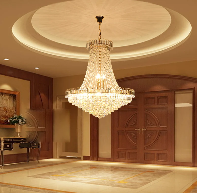 

Luxury Golden Crystal Chandelier Light Stair LED Flush Lustres de Cristais Lustre cristal Diameter 40 60 80CM