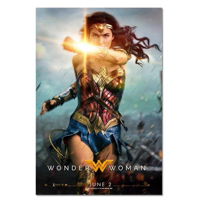 Wonder Woman плакат Gal Gadot постеры и принты из фильмов, шелковые картины для декора гостиной спальни 20x30 дюймов/50x75 см без рамки - Цвет: E