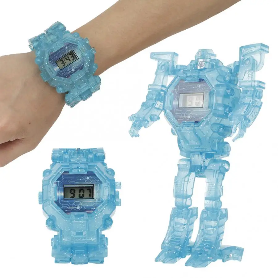 Детские часы электронные дети трансформация наручные деформации с ночной Светильник Малыш Робот Электронные часы игрушка 7in1gift