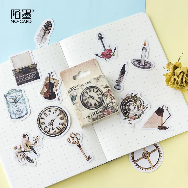 

46PCS/box New Cute Old Chapter Diary Paper Lable Sealing Stickers Crafts And Scrapbooking Decorative Lifelog DIY Stationery