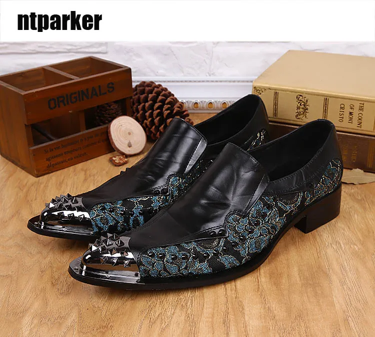 

Japanese Style Metel Pointed Toe Super Star Men Shoes Leather Rock men shoes oxford Black/Red Wine Shoes Leather Men, EU38-46