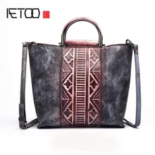 AETOO женская сумка тренд первый слой из кожи Ретро стиль женская сумка на плечо Персонализированная ручная цветная модная сумка