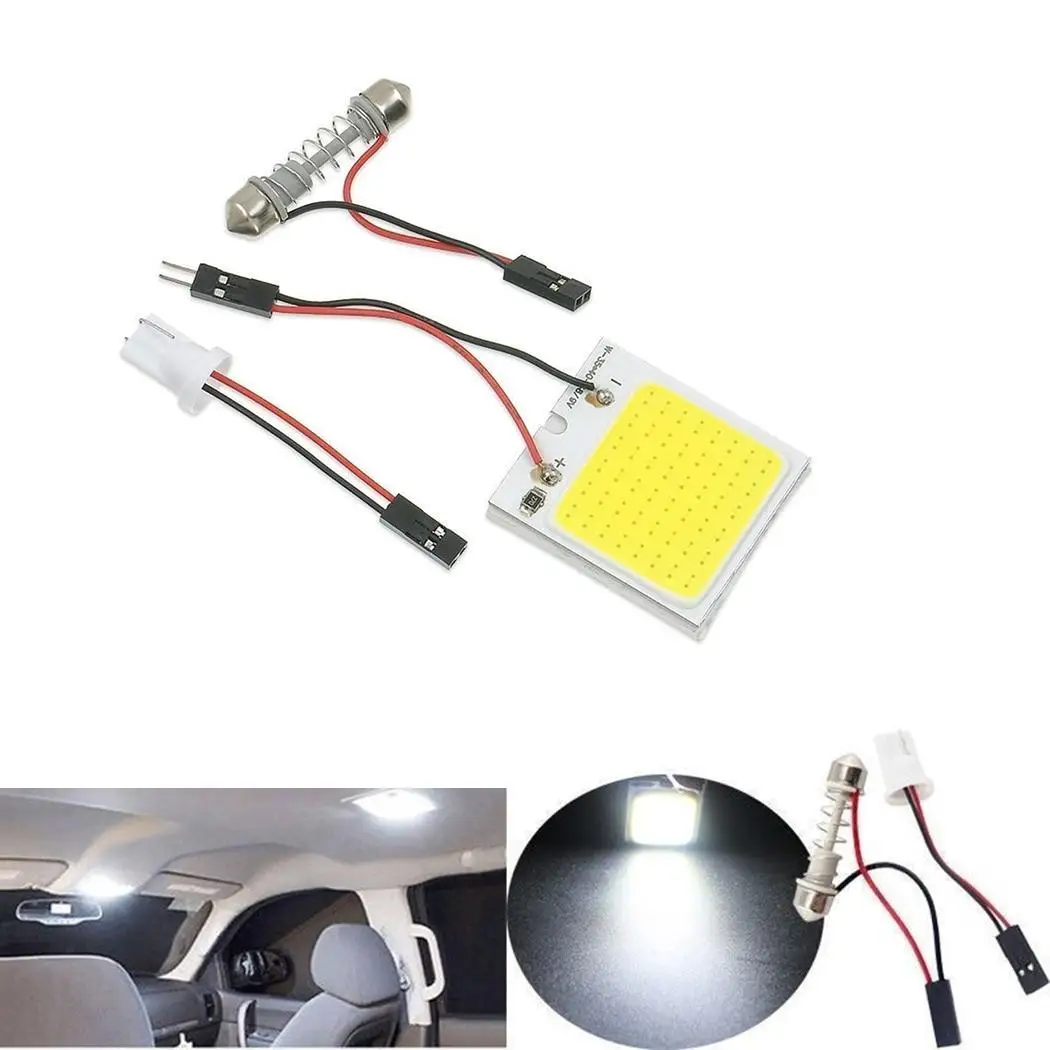 3W 12V COB LED Car Reading Light Auto Interior Decoration Lamp With Spring Double Connector Low power 48 Chips 6000K | Автомобили и