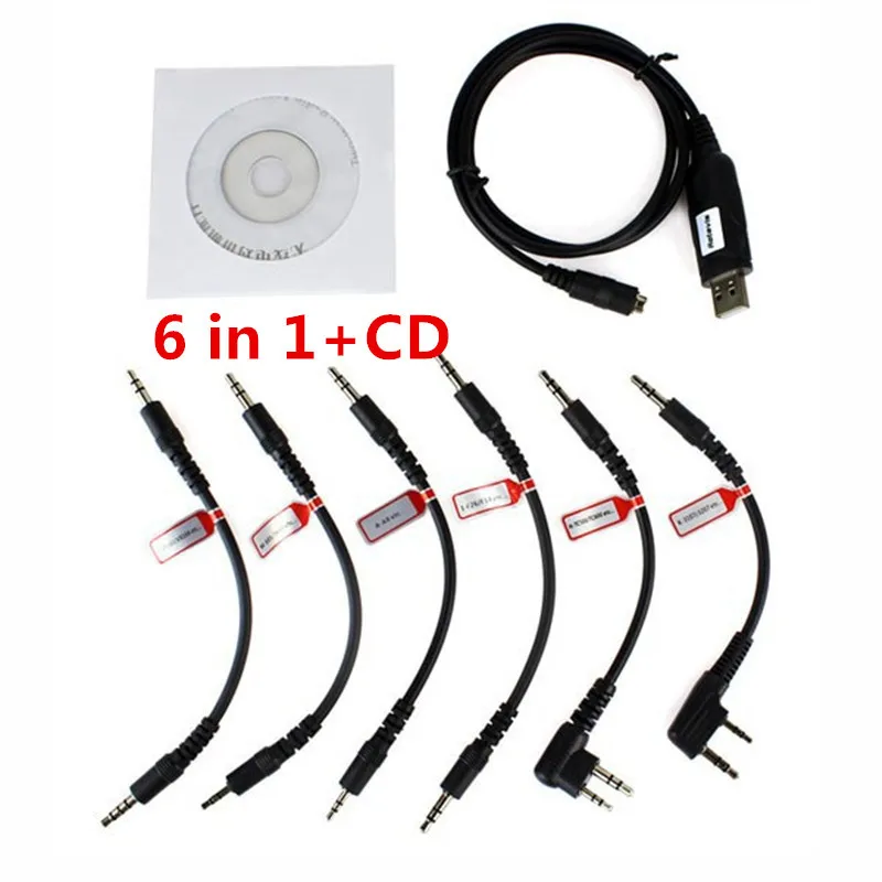 

6 in 1 USB Program Cable For Kenwood Motorola HYT ICOM YAESU BaoFeng UV-5R UV-B6 BF-888S TG-UV2 KG-UVD1P etc Free shipping
