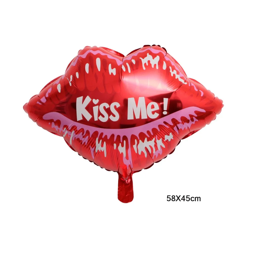 50pcs 58X45cm lip helium balloons love globos rose red lip balloon for