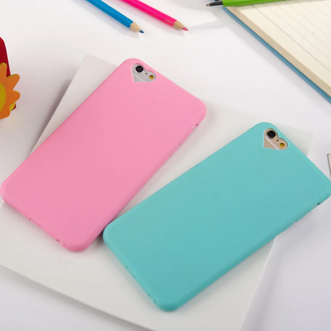 

Centechia Hot Best Quality Cute candy Color Loving Heart Case For iphone 6 6S Case Ultrathin Soft Phone Cases Cover