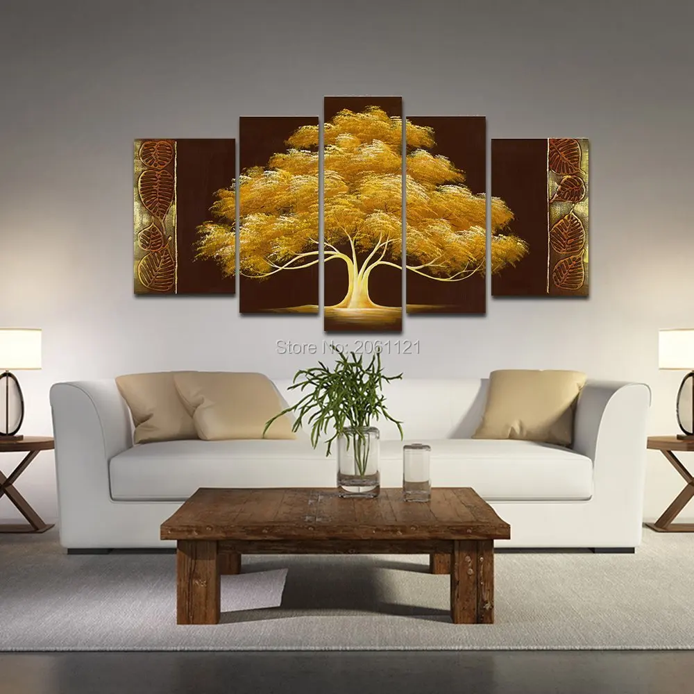 Handgemalte herbst Baum Ölgemälde gelb braun Abstrakte Moderne Kunst ... Handgemalte herbst Baum Ölgemälde gelb braun Abstrakte Moderne Kunst ...