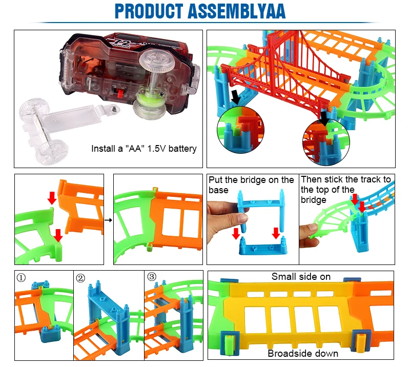 Тип Гибкие железнодорожные дорожки автомобиль игрушка DIY трек кирпичи для дороги набор с мигающий светильник железнодорожная машина сборка поезд модель блоки игрушки