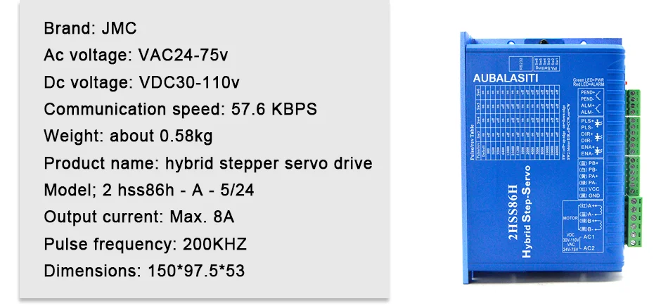 Двигатель с ЧПУ NEMA 34 12NM 1700Oz-in 6A L мм 156 мм 86J18156EC-1000 + 2HSS86H 2 фазы шаг-сервопривод для ЧПУ маршрутизатор машина