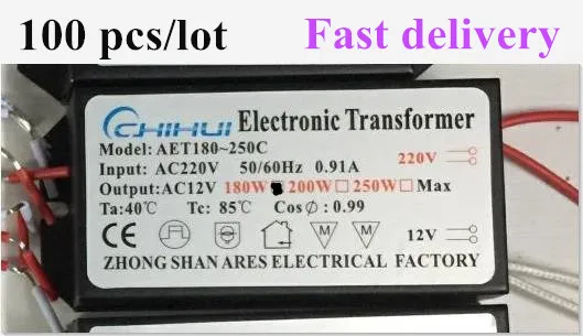 

DHL 100pcs/lot Fast delivery 180W Electronic Transformer 220V-12V LED Halogen Light Bulb Lamp Power Driver Supply