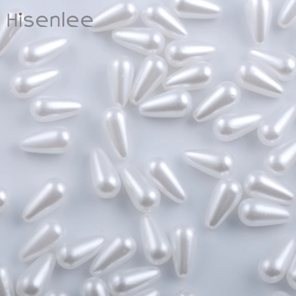 Бусины капли Hisenlee из искусственного пластика 7 размеров белого/бежевого цвета с
