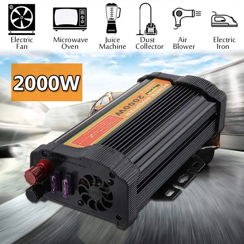 

Power Inverter USB 2000W DC 12 V to AC 220 Volt Max 4000 Watts Car Adapter Charge Converter Modified Sine Wave Transformer