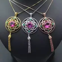 Натуральный красный Топаз камень кулон S925 Серебряный натуральный драгоценный камень кулон Цепочки и ожерелья Модные Лаки большой круглый кисточкой серьги для женщин, подарок, ювелирное изделие