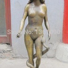 Xd 00515 3" Западного Искусства Бронзовая скульптура очаровательный красавица Обнаженная Красота и змея статуя