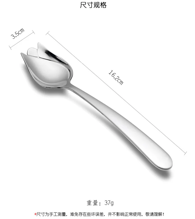 Big Tulip Flower Rose 304 Stainless Steel Coffee Stirring Scoop Dessert Milk Tea Drink Cafe Scoop Teaspoon Tea Dinner Spoon