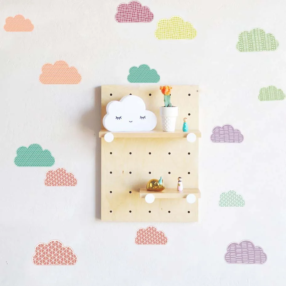 Colored Clouds Wall Stickers Nordic Lovely Patterns Decals Decoration For House Kids Girls Nursery Room Removable Murals Art (4)