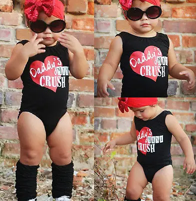 

2018 Summer Newborn Infant Baby Girls Cotton Sleeveless O-Neck Jumpsuit Letter Print Playsuit Clothes 0-24M