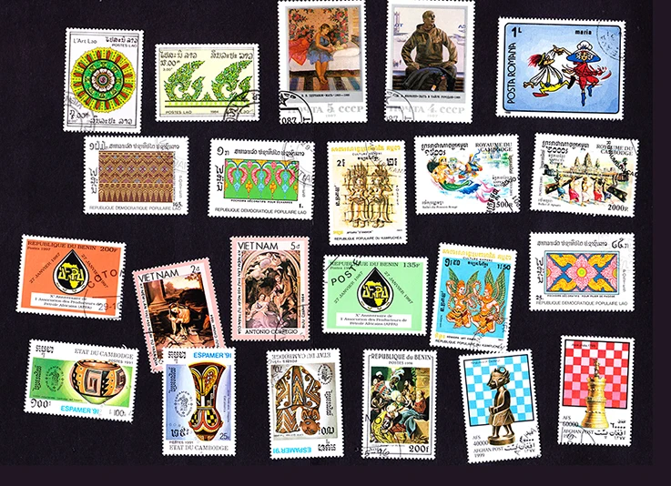 20pcs Topic Stamp Artwork Painting Antique Stamps All Different From Many Countries No Repeat