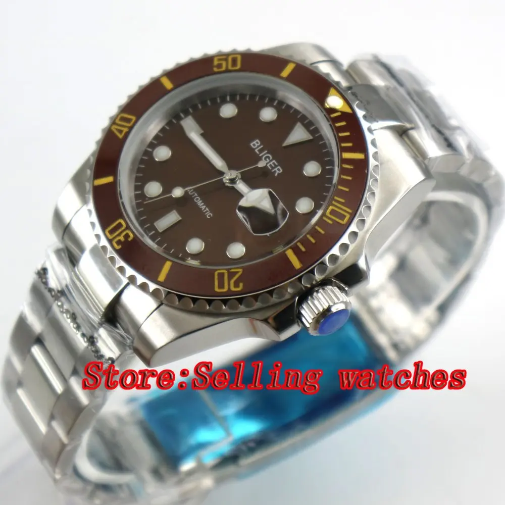 Bliger 40mm coffee dial luminous saphire glass Ceramic Bezel Automatic movement men's watch men Bliger 40mm coffee dial luminous saphire glass Ceramic Bezel Automatic movement men's watch men