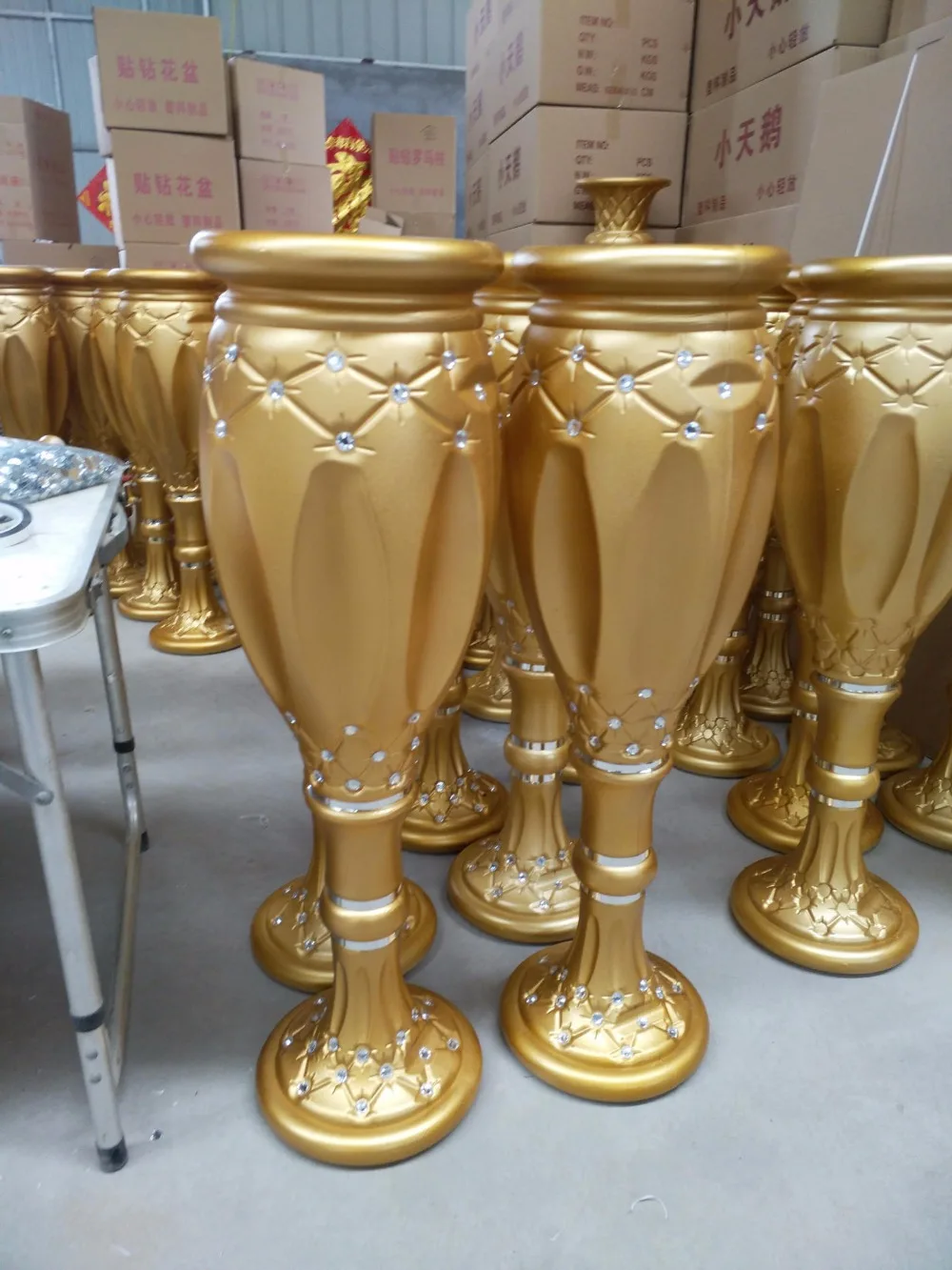 

4 pcs 80 cm tall gold wedding center Flowerpots Wedding Event Decoration vase