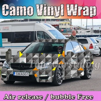 

High Quality Camo Vinyl Car Wrap Camouflage Film Jungle Car Motorcycle Car Decals Stickers Size: 1.52x20m/30m available