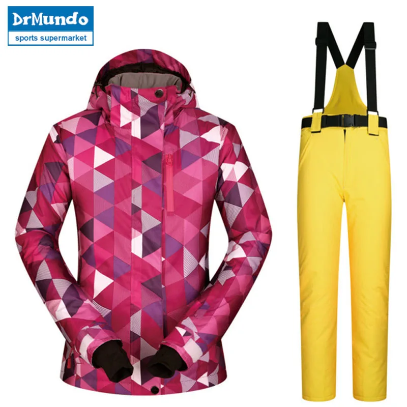 Лыжный костюм для женщин ветрозащитный водостойкий дышащий Утолщаются Зимняя одежда сноуборд куртка и брюки для девочек брендо