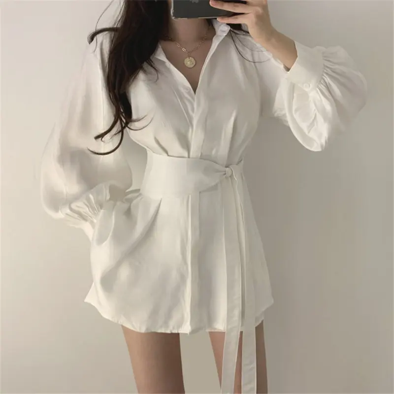 Alien Kitty Summer Fashion Lantern Sleeves Loose Waist-Controlled Shirts+Sexy Casual Shorts Simple All Match Sets Two Piece Suit