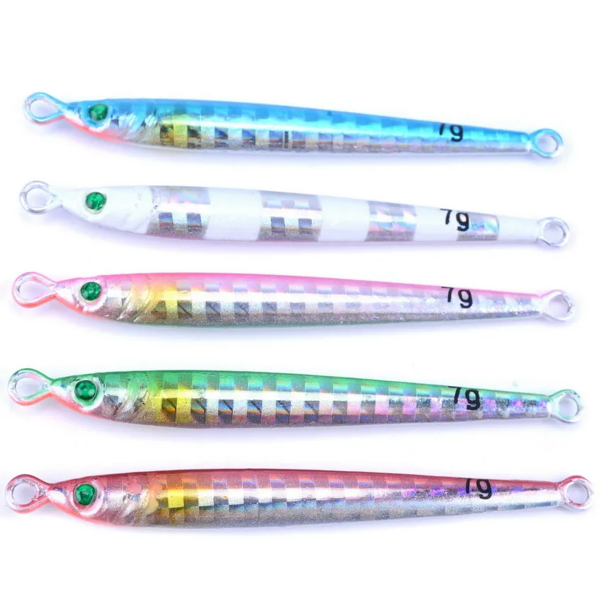 5 unids/lote 7g-100g de Metal señuelo de Pesca cuchara de agua dulce de Pesca señuelo duro rebanada Jig Pesca cebo de Pesca abordar de potera de