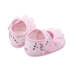 Кружева небольшой кружева печати принцесса обувь Хлопок Повседневное обувь для малышей обувь новорожденная девочка обувь