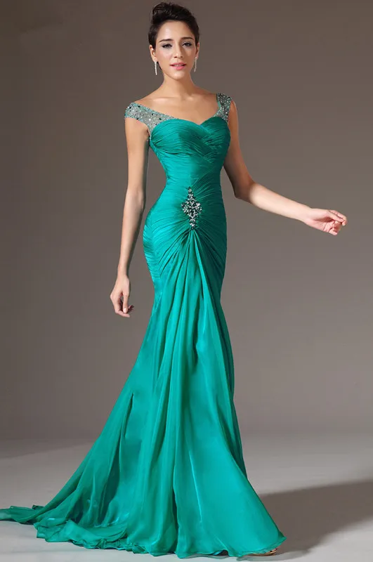 Free-Shipping-New-Cap-Sleeves-Pleated-Chiffon-Evening-Gowns-Evening-Dresses (2)