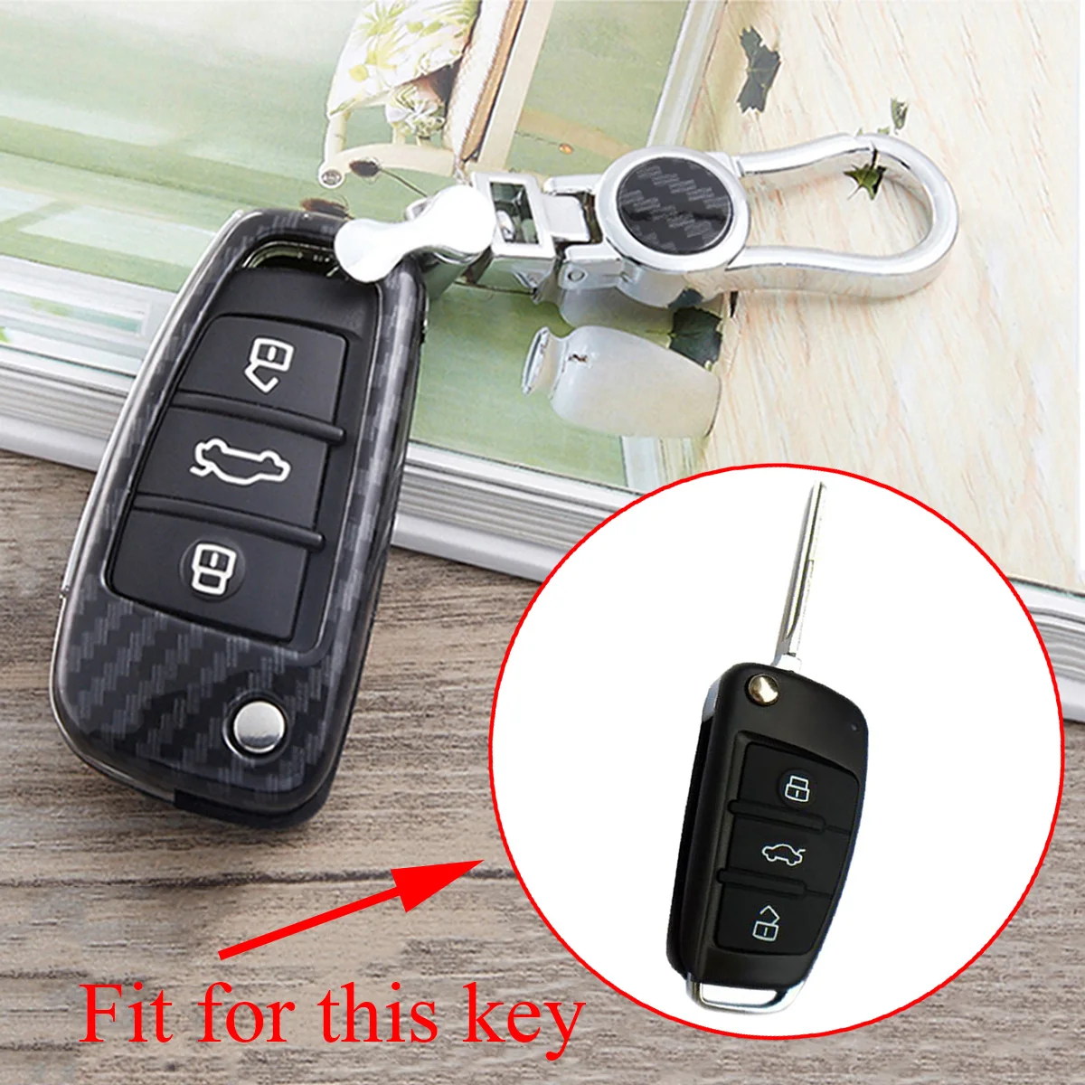 

Carbon Fiber Key Shell Fit For Audi A1 A3 A6 S3 Q3 Q7 2014 2015 2016 2017 2018 Parts Key Case Fob Bag Holder Cover Accessories