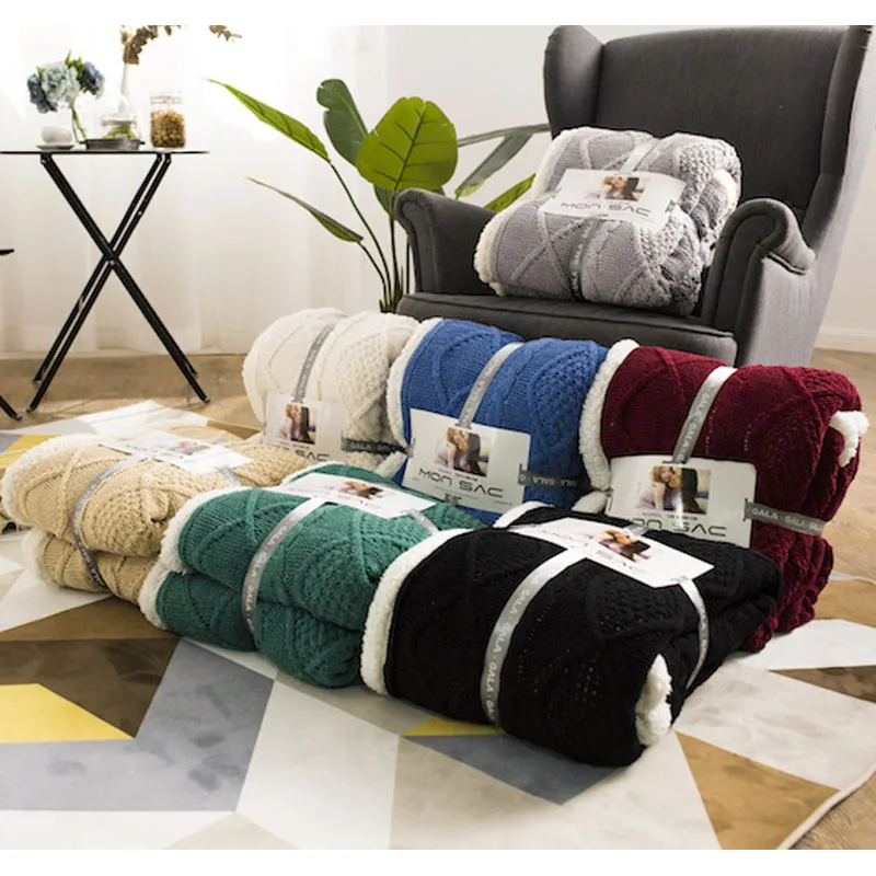 2018 chenille thickened lambskin blanket twist knit knee blanket double