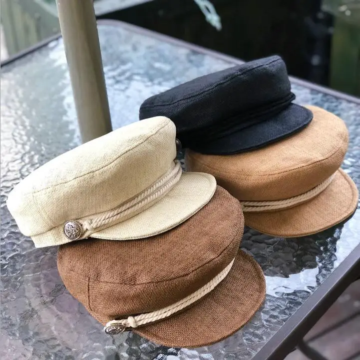 

2019 new spring and summer women straw octagonal cap visor wild beret high quality