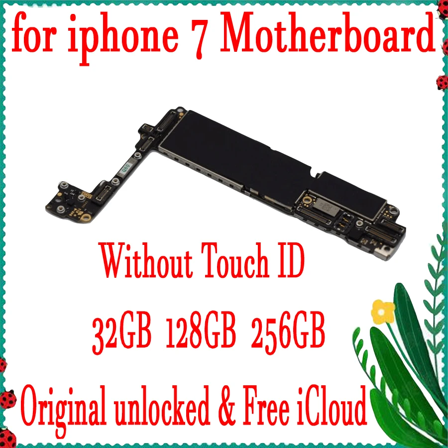 

Original for iphone 7 motherboard unlocked no icloud without touch ID for iphone 7 card/fee with chip mainboard 32GB/128GB/256GB