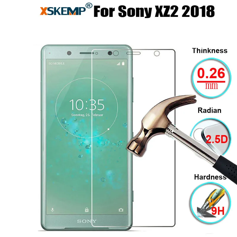Пленка XSKEMP 9H из закаленного стекла для Sony XZ2 2018 Ультрапрозрачная ударопрочная