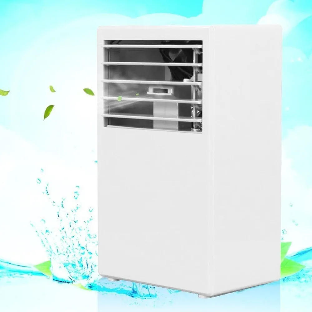 

White Auto Portable Desktop Mini Car Air Conditioner Humidification Fan Cooler Touch Mist Spray Easy Control 24V