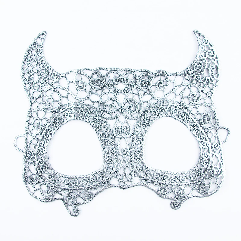 Неформенная серебряная горячая штамповка Дамская Сексуальная Маскарадная маска из кружева для карнавала Хэллоуина выпускного вечера половина лица мяч Вечерние Маски вырез#30 - Цвет: PM034TS-2D
