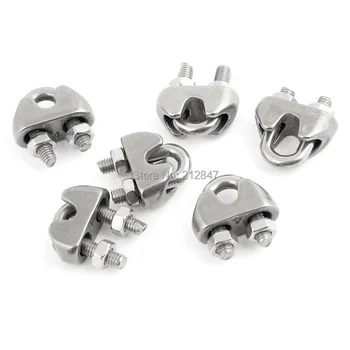 

6PCS Stainless Steel 4mm 5/32" Wire Ropes Clip Cable Clamp Silver Tone