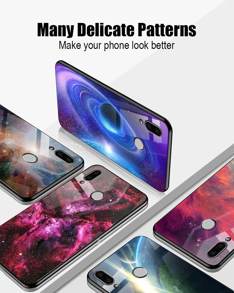 Hisomone Glass Silicone Case For Huawei P20 Lite P Smart Luxury Space Back Cover Case For Huawei Honor 9 Lite 10 Mate 20 Lite